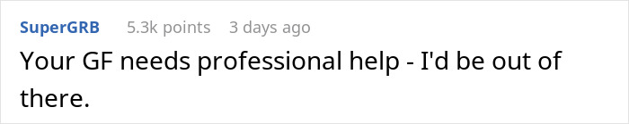 Text comment on a social media post discussing a man rethinking his relationship after a girlfriend&rsquo;s loyalty test.