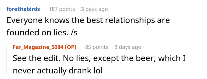 Screenshot of an online discussion about a woman staging her apartment to impress a guy before their wedding.