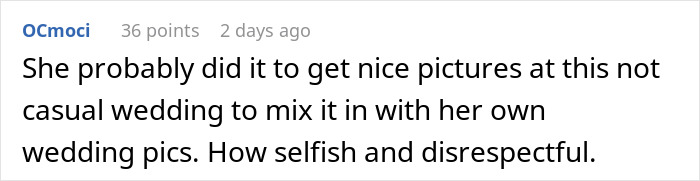 Guest wearing own wedding dress at a formal event, sparking debate about appropriateness and respect at weddings.