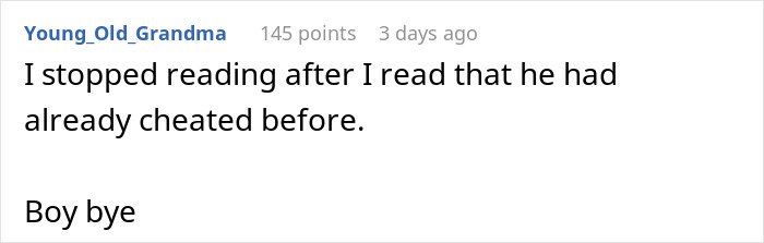 Comment on forum about a serial cheater caught as fianc&eacute;e discovers another woman&rsquo;s hair while cleaning.