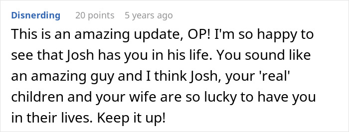 Comment praising a guy for being an amazing parent and supportive figure to his son and family.