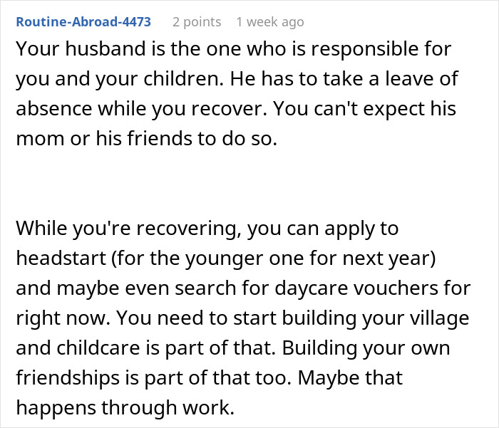 Woman struggles with support and childcare for two kids after surgery, feeling overwhelmed and breaking down.