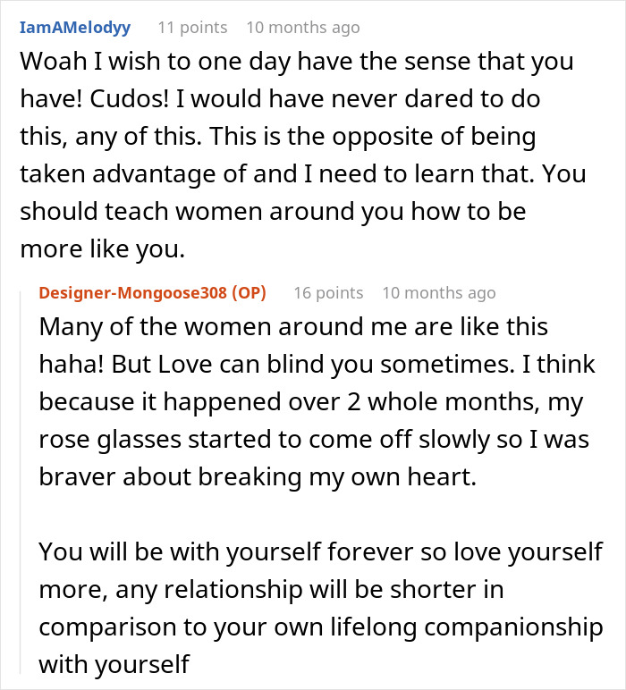 Reddit comments discussing a woman called a gold digger for wanting fair chores and leaving her boyfriend.