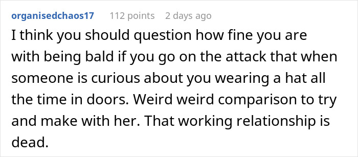 Screenshot of a Reddit comment discussing a coworker&rsquo;s habit of wearing makeup daily and workplace reactions.