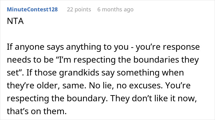 Comment on family drama about stepdaughters disowning stepmother, emphasizing respecting boundaries and no excuses.