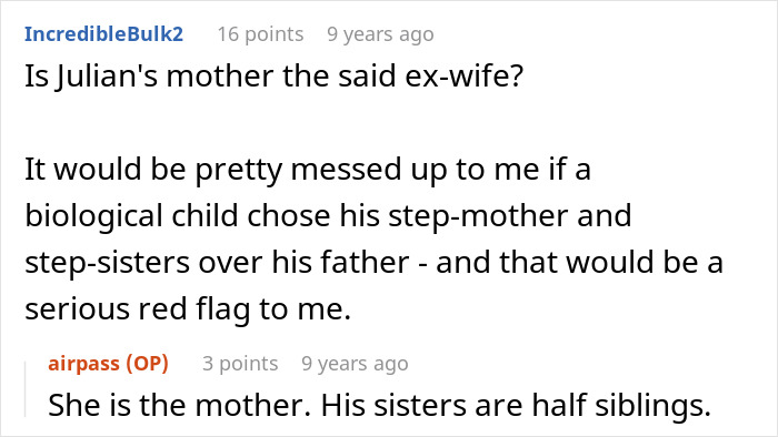 Online forum conversation about a woman bumping into boyfriend&rsquo;s grown son and receiving a wake-up call.