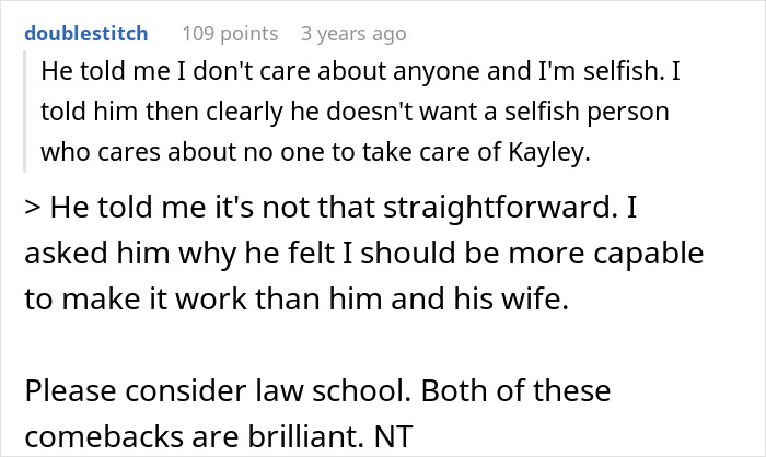 Commenter explains being pressured to become caregiver for disabled stepsister, refusing the role despite family&rsquo;s anger.