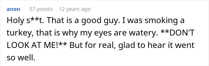 Comment expressing surprise and relief after hearing a husband admit his wife is ugly, highlighting the phrase ugly woman.