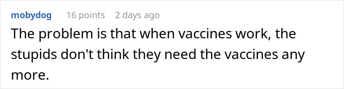 Comment about vaccines and concerns regarding unvaccinated children sparking a heated online discussion.
