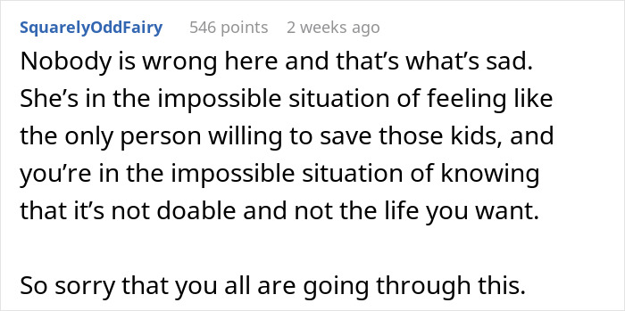 Reddit post discussing a woman saving niblings from foster care and her boyfriend rethinking their future together.