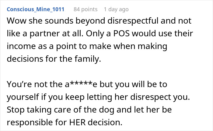 Comment discussing a man upset about unwanted puppy responsibility, advising him to stop caring for the dog and set boundaries.