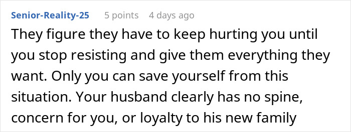 Comment explaining parents&rsquo; guilt-tripping tactics after daughter-in-law refuses cheap babysitting request in a family conflict.