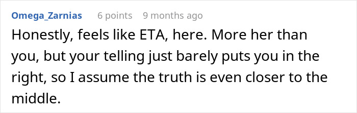 Comment from Omega_Zarnias discussing a Thanksgiving family conflict involving a pregnant woman going no-contact with her sister.