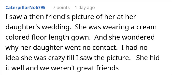 Mother-in-law wearing a cream-colored floor-length gown trying to be center of attention at a wedding event.