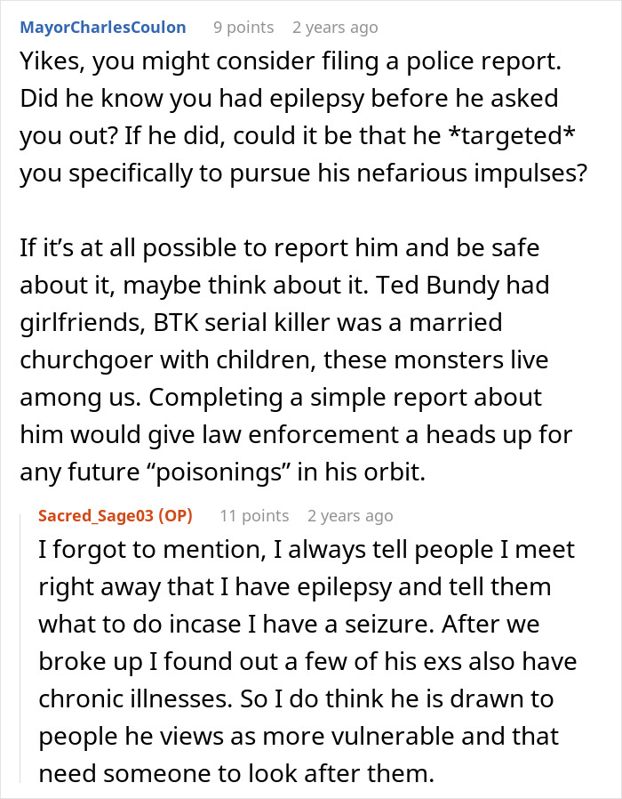 Woman discusses suspicion of ex poisoning her after months of mysterious illness and revealing weird confession in online comments.