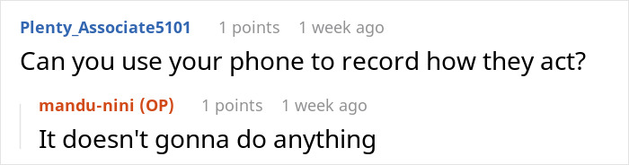 Woman gleams watching cousin&rsquo;s wife struggle after quitting free babysitter role in a casual conversation screenshot.