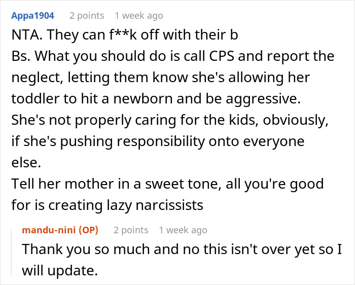 Woman gleams watching cousin&rsquo;s wife struggle after she quits being free babysitter for kids.