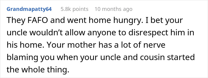 Comment about woman and conservative uncle conflict during Thanksgiving dinner leading to family drama.