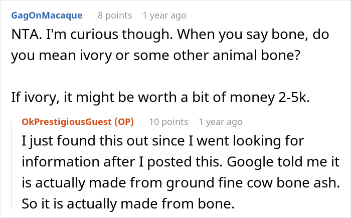 Reddit user discusses man ruining marriage by stealing wife&rsquo;s tea set and giving it to his niece, questioning its material value.