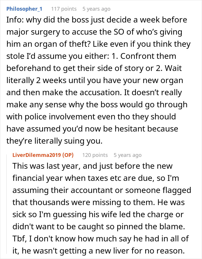 Forum discussion about refusing to donate liver and legal issues involving an organ theft accusation before surgery.