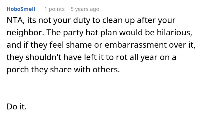 Reddit comment discussing a person annoyed by a neighbor&rsquo;s rotting pumpkin and contemplating a passive-aggressive message.