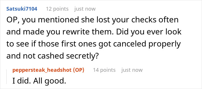 Reddit user discussing landlord issues with lost checks and rent doubling in a conversation about on-site landlord acts awful.