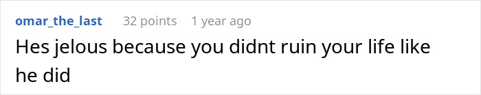 Text comment on a social platform discussing feelings of jealousy related to being called the golden child.