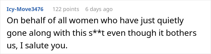 Comment post highlighting frustration of woman accused of making things awkward at work by stopping baking for colleagues over a nickname.