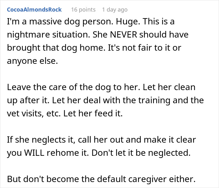 Alt text: Man upset about unwanted puppy responsibility, expressing frustration over unfair dog care duties.