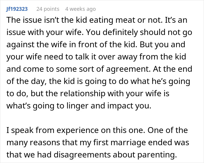 Man prepared to fight for stepson over diet change as mom opposes, highlighting family conflict about child's eating choices.