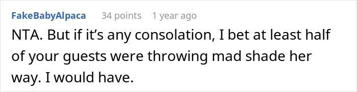 Screenshot of a Reddit comment discussing a bride horrified as cousin wears a long white dress to her wedding.