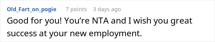 Screenshot of a Reddit comment praising someone for success at new employment amid company claims about raises and new hire salary.