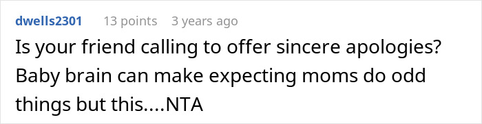 Comment discussing how a woman keeps ex&rsquo;s baby, assuming male best friend will become father figure.