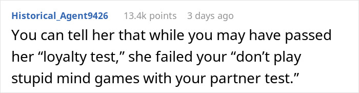 Text post discussing a man rethinking his relationship after his girlfriend&rsquo;s loyalty test reveals mind games.