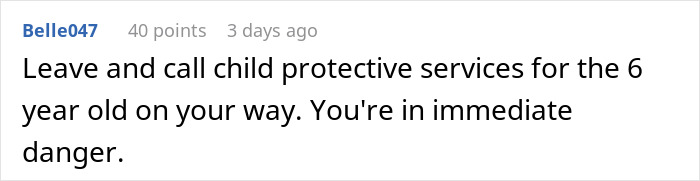 Comment warning about a 6-year-old&rsquo;s safety, urging to call child protective services immediately, related to boyfriend destroying jewelry box.