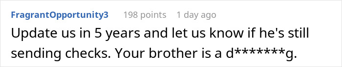 Screenshot of a Reddit comment calling out a brother for having 4 kids with 4 different women and questioning his responsibility.
