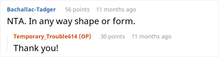 Screenshot of an online forum conversation about a man banned from Thanksgiving after upsetting his brother-in-law&rsquo;s wife.