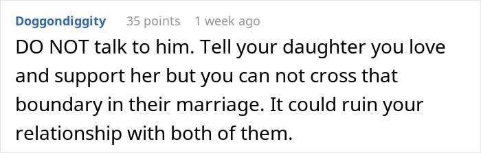 Comment advising not to interfere in marriage boundaries about absentee husband and family concerns over a third child request.