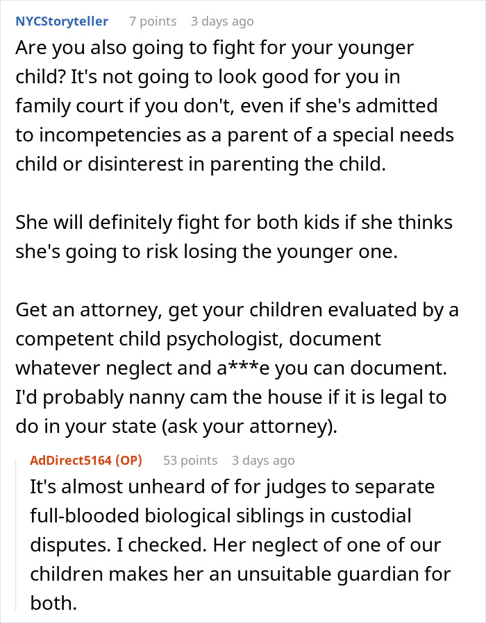 Reddit discussion on family court and parenting challenges involving therapist and relationship conflicts.