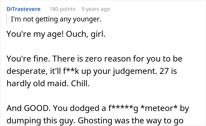 Screenshot of a social media comment discussing a woman&rsquo;s wake-up call after bumping into her boyfriend&rsquo;s grown son.