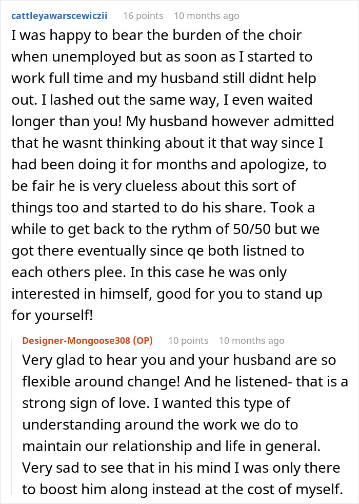 Reddit conversation about a woman labeled a gold digger for demanding fair chores while her boyfriend begs for rent money.