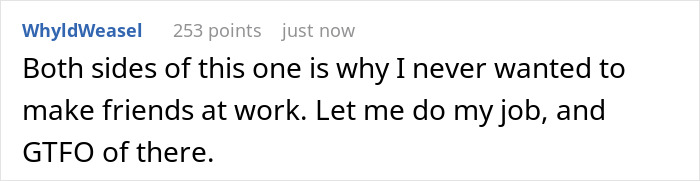 Screenshot of a social media post expressing frustration about work quiet gossip drama and wanting to focus on the job.