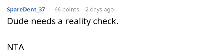 Comment on Reddit post stating a man needs a reality check, reacting to a clueless husband watching wife pass out with 104-degree fever.