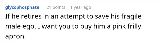 Screenshot of a forum comment about male ego and feelings of emasculation in relationships involving income differences.