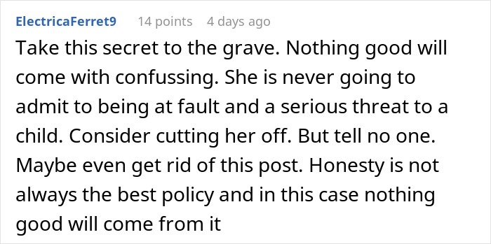 Comment warning about keeping a secret related to sister’s illegal baby adoption plan and reporting to CPS. Comment warning about keeping a secret related to sister’s illegal baby adoption plan and reporting to CPS.