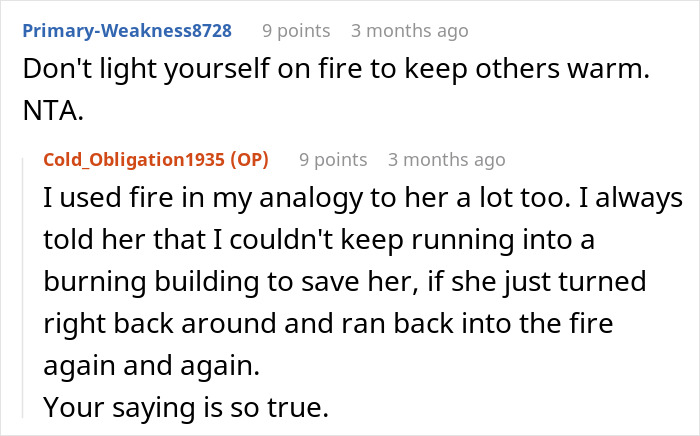 Screenshot of a Reddit discussion about a woman ending a 10 year friendship due to being the bestie bank.