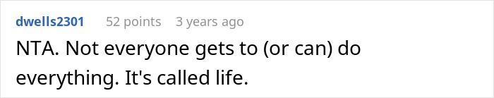 Comment on forum stating not everyone can do everything in life, relating to woman inviting some friend group members.