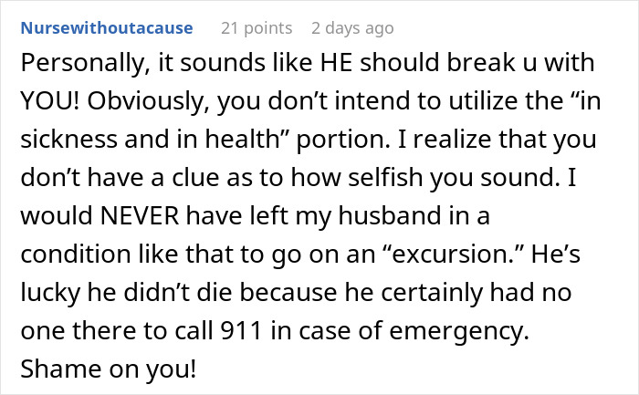 Comment discussing a man&rsquo;s true colors showing during vacation and his girlfriend realizing he&rsquo;s not the one anymore.