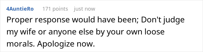 Commenter responding to accusation of cheating, defending man&rsquo;s wife amid family conflict over ex-mistress claims.