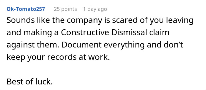 Commenter warning about toxic bosses and hostile work environments, advising documentation and caution in the workplace.
